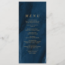 Navy Blue & Gold Calligraphy Wedding Menu