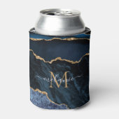 Navy Blue Gold Can Colers Aangepaste naam en lette Blikjeskoeler (Blikje Voorkant)