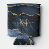 Navy Blue Gold Can Colers Aangepaste naam en lette Blikjeskoeler (Voorkant)