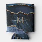 Navy Blue Gold Can Colers Aangepaste naam en lette Blikjeskoeler (Achterkant)