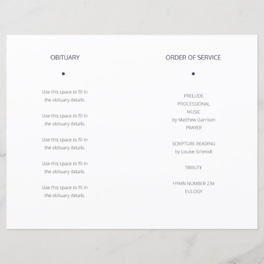 Navy Blue Gold Celebration of Life Funeral Program (Achterkant)