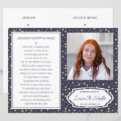 Navy Blue Gold Celebration of Life Funeral Program (Voorkant / Achterkant)