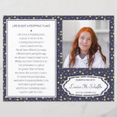 Navy Blue Gold Celebration of Life Funeral Program (Voorkant)