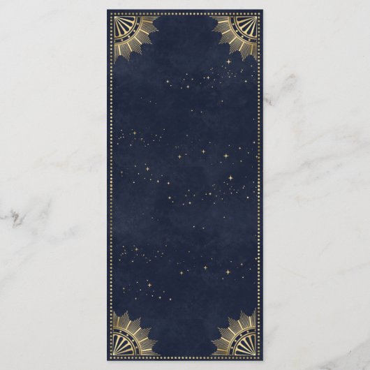 Navy Blue Gold Celestial Bridal Brunch Uitnodiging (Achterkant)