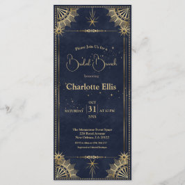 Navy Blue Gold Celestial Bridal Brunch Uitnodiging