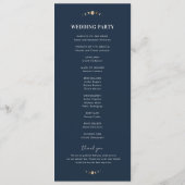 Navy Blue Gold Celestial Moon Cycle Mystic Wedding Programmakaart (Achterkant)