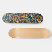 Navy Blue Gold Celestial Paisley Patroon Monogram Persoonlijk Skateboard (Horizontaal)