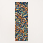 Navy Blue Gold Celestial Paisley Patroon Monogram Yogamat (Voorkant)