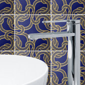 Navy Blue & Gold Celtic Knot Seamless Pattern Tile Tegeltje