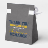 Navy Blue & Gold Chalkboard Afstuderen geschenkdoz Bedankdoosjes (Achterkant)