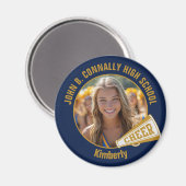 Navy Blue Gold Cheerleader Photo High School Magneet (Voorkant / Achterkant)