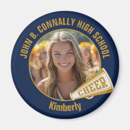 Navy Blue Gold Cheerleader Photo High School Magneet