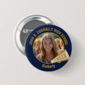 Navy Blue Gold Cheerleader Photo High School Ronde Button 5,7 Cm (Voorkant /achterkant)