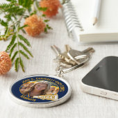 Navy Blue Gold Cheerleader Photo High School Sleutelhanger (Zijkant)