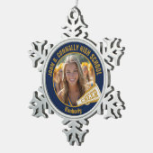 Navy Blue Gold Cheerleader Photo Tin Sneeuwvlok Ornament (Rechts)