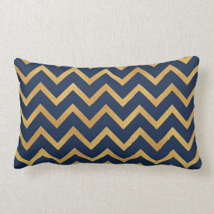Navy Blue Gold Chevron Sierkussen Kussen