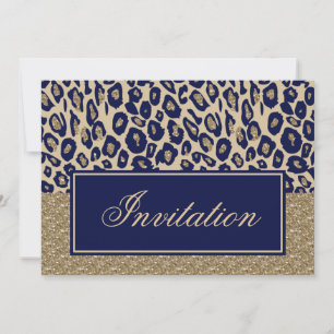Navy Blue Gold Chic Corporate Invitation Kaart