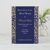 Navy Blue Gold Chic Corporate Invitation Kaart (Staand voorkant)