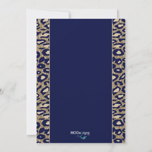 Navy Blue Gold Chic Corporate Invitation Kaart (Achterkant)