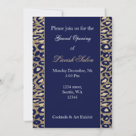 Navy Blue Gold Chic Corporate Invitation Kaart