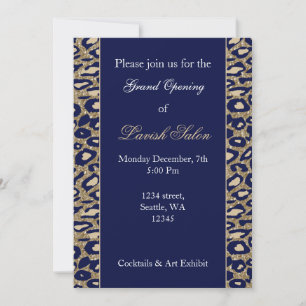 Navy Blue Gold Chic Corporate Invitation Kaart