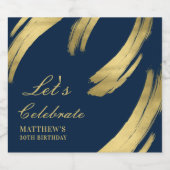 Navy Blue Gold Chic Elegante Champagne Sparkling Wijnetiket (Enkel label)