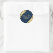 Navy Blue Gold Chic Elegante Verjaardag Bedankt Ronde Sticker (Tas)
