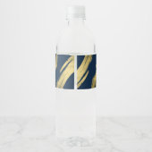 Navy Blue Gold Chic Elegante Verjaardag Waterfles Etiket (Achterkant)