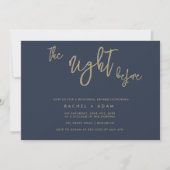 Navy Blue & Gold Chic Rehearsal Dinner Invitation Kaart (Voorkant)