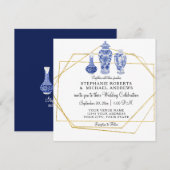 Navy Blue Gold Chinoiserie Chinees  aardewerk Kaart (Voorkant / Achterkant)