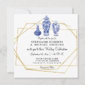 Navy Blue Gold Chinoiserie Chinees aardewerk Kaart (Voorkant)