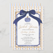 Navy Blue & Gold Chinoiserie Pumpkin Bridal Shower Kaart (Voorkant / Achterkant)