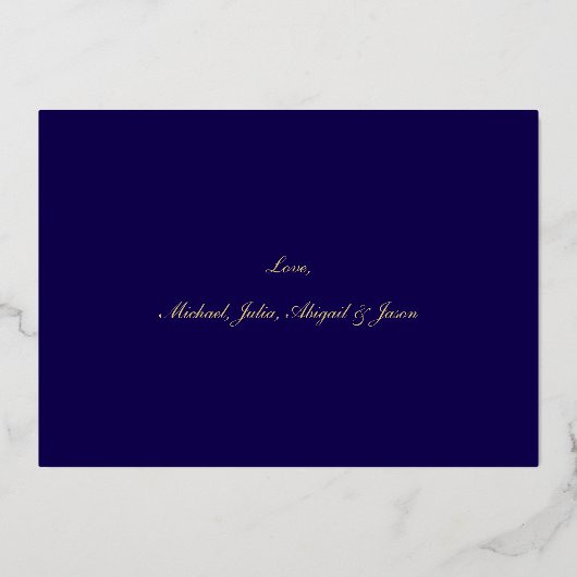 Navy Blue Gold Christmas Card Folie Feestdagenkaart (Achterkant)