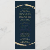 Navy Blue Gold Circle Lijst Ampersand bruiloft Programmakaart (Achterkant)