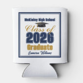 Navy Blue Gold Class of 2026 Graduation Party Blikjeskoeler (Achterkant)