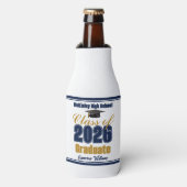 Navy Blue Gold Class of 2026 Graduation Party Flesjeskoeler (Fles Voorkant)