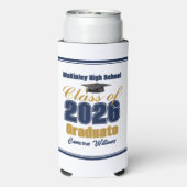 Navy Blue Gold Class of 2026 Graduation Party Seltzer Blikjeskoeler (Seltzer Achterkant)