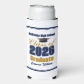 Navy Blue Gold Class of 2026 Graduation Party Seltzer Blikjeskoeler (Seltzer Voorkant)