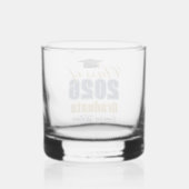 Navy Blue Gold Class of 2026 Graduation Whisky Glas (Achterkant)