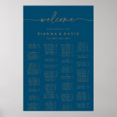 Navy Blue Gold Classic alfabetische zitgrafiek Poster (Voorkant)