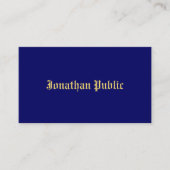 Navy Blue Gold Classic Old Style Font Elegant Visitekaartje (Voorkant)