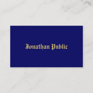 Navy Blue Gold Classic Old Style Font Elegant Visitekaartje