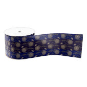 Navy Blue & Gold Classy Pattern Liberty Floral Grosgrain Lint (Spoel)