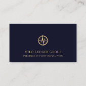 Navy Blue Gold Compass Logo Visitekaartje (Voorkant)