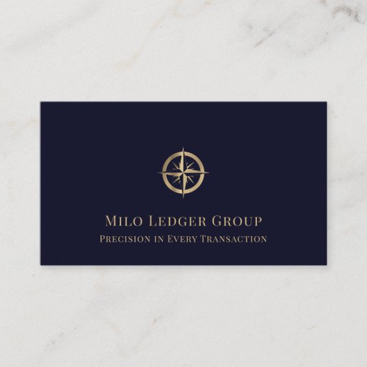 Navy Blue Gold Compass Logo Visitekaartje (Voorkant)