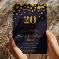 Navy Blue & Gold Confetti 20e trouwdag