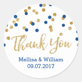 Navy Blue Gold Confetti bruiloft gunst Labels