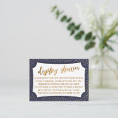 Navy Blue & Gold Confetti Display Shower-kaartje Informatiekaartje (Staand voorkant)