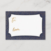 Navy Blue & Gold Confetti Display Shower-kaartje Informatiekaartje (Achterkant)