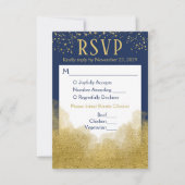 Navy Blue Gold Confetti RSVP Wedding Response Meal (Voorkant)